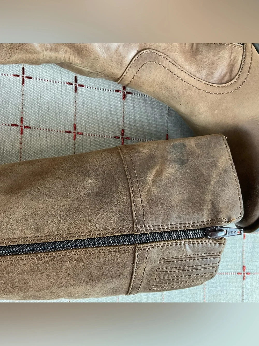 BORN Fannar Brown Leather Knee High Boots F32716 Size 6 Full Zip Riding Boots
